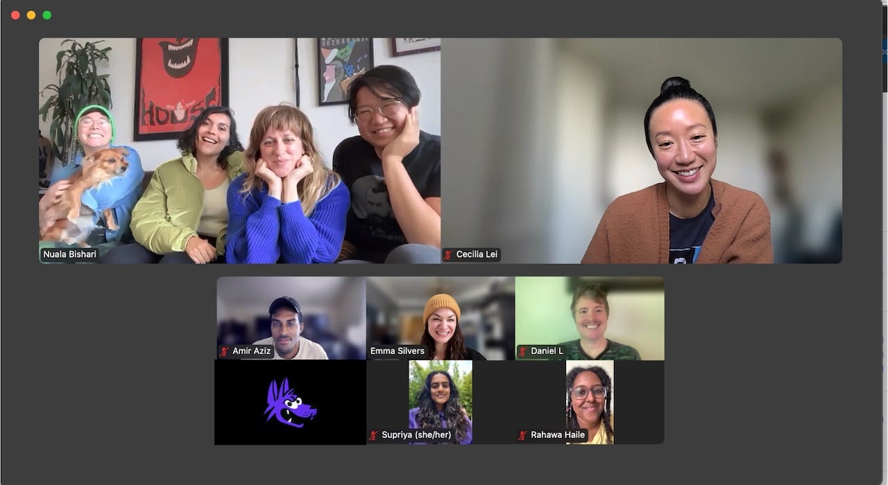 a screenshot of Zoom showing eleven different members of Coyote